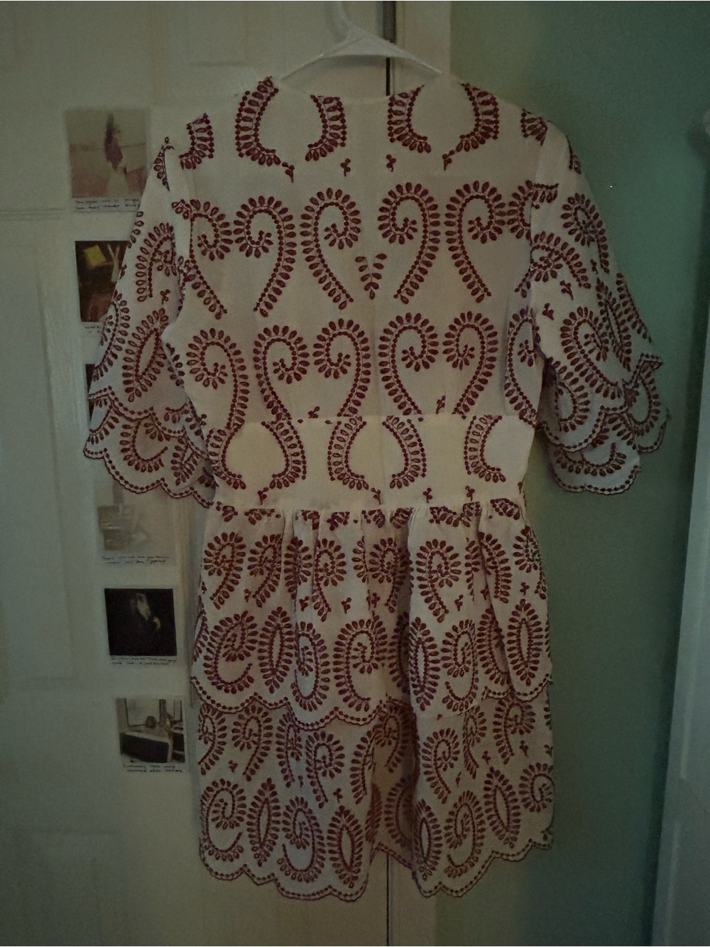Maje Cream Mini Dress with Red Embroidery - Picture 2 of 3